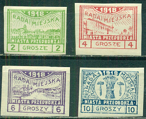Оккупация Русской Польши 1918, Пршедборж, № 3-6, 4 марки без зубцов
